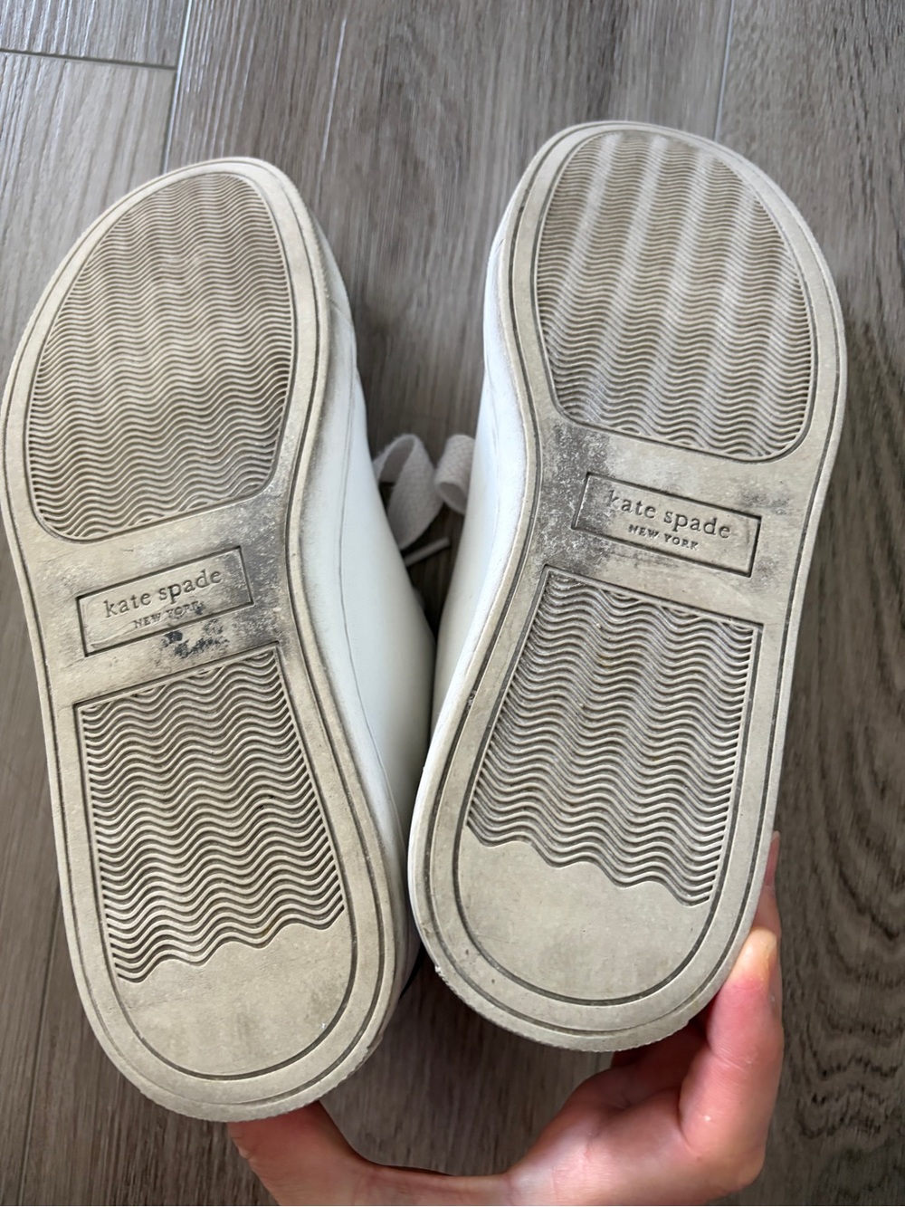 kate spade White Leather Athletic Sneakers with Black Spade on side - Picture 6 of 7